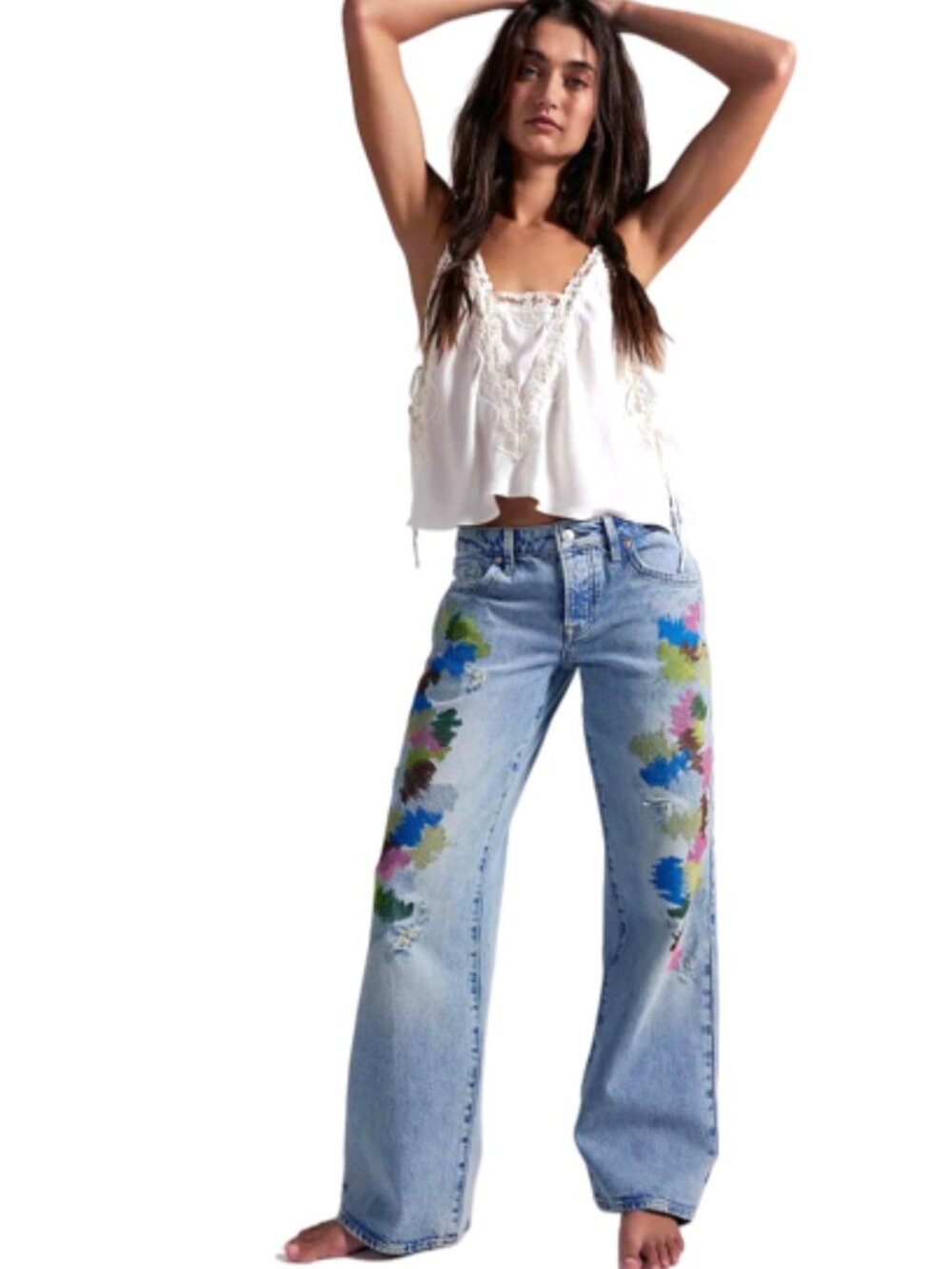 Free People We The Free Tennessee Low-Rise Embroidered Boyfriend Jeans